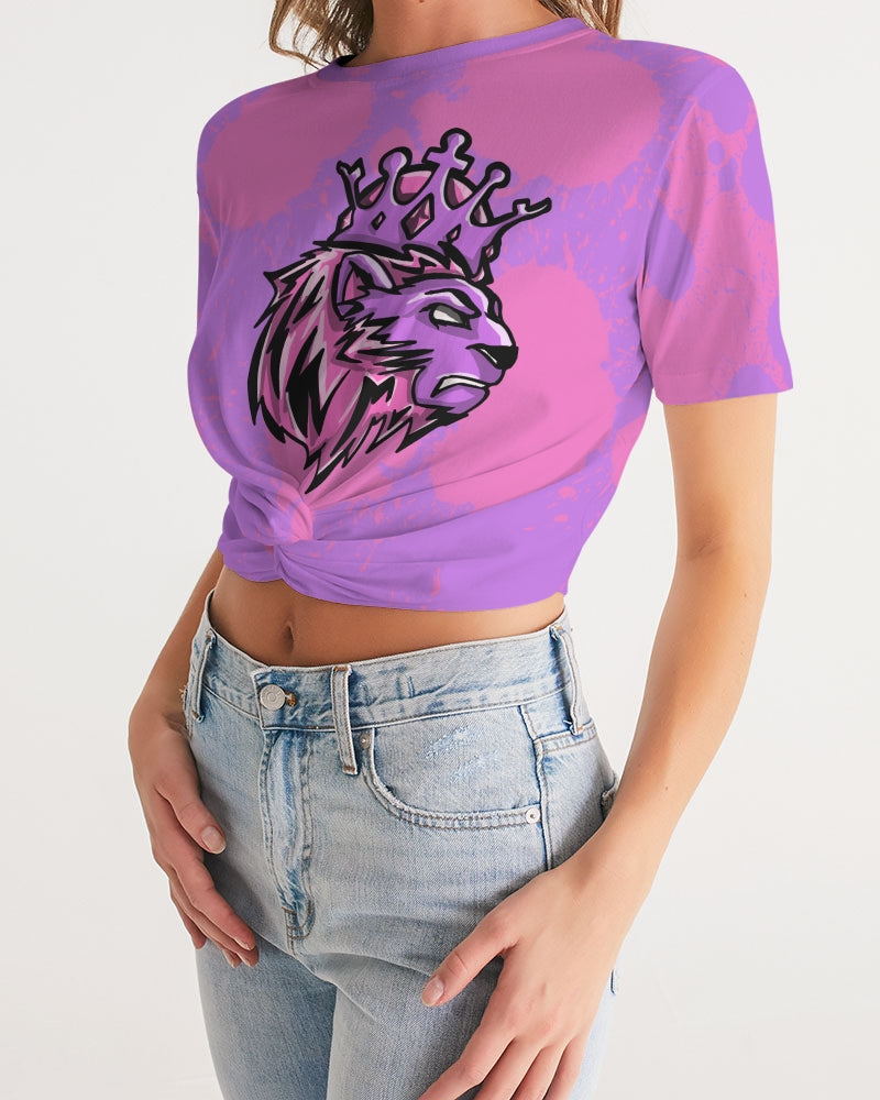 Queens (Purple/Pink) Women's Twist-Front Cropped Tee