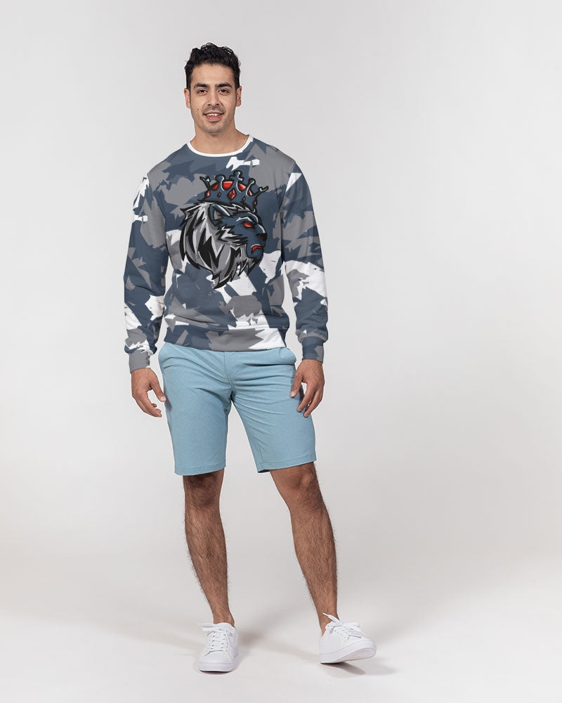 French Blue 13’s (White/French Blue/Grey) Men's Classic French Terry Crewneck Pullover