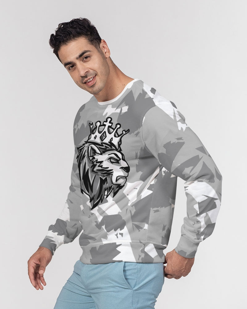 Stealth Grey 1’s and 12’s (White/Multi) Men's Classic French Terry Crewneck Pullover