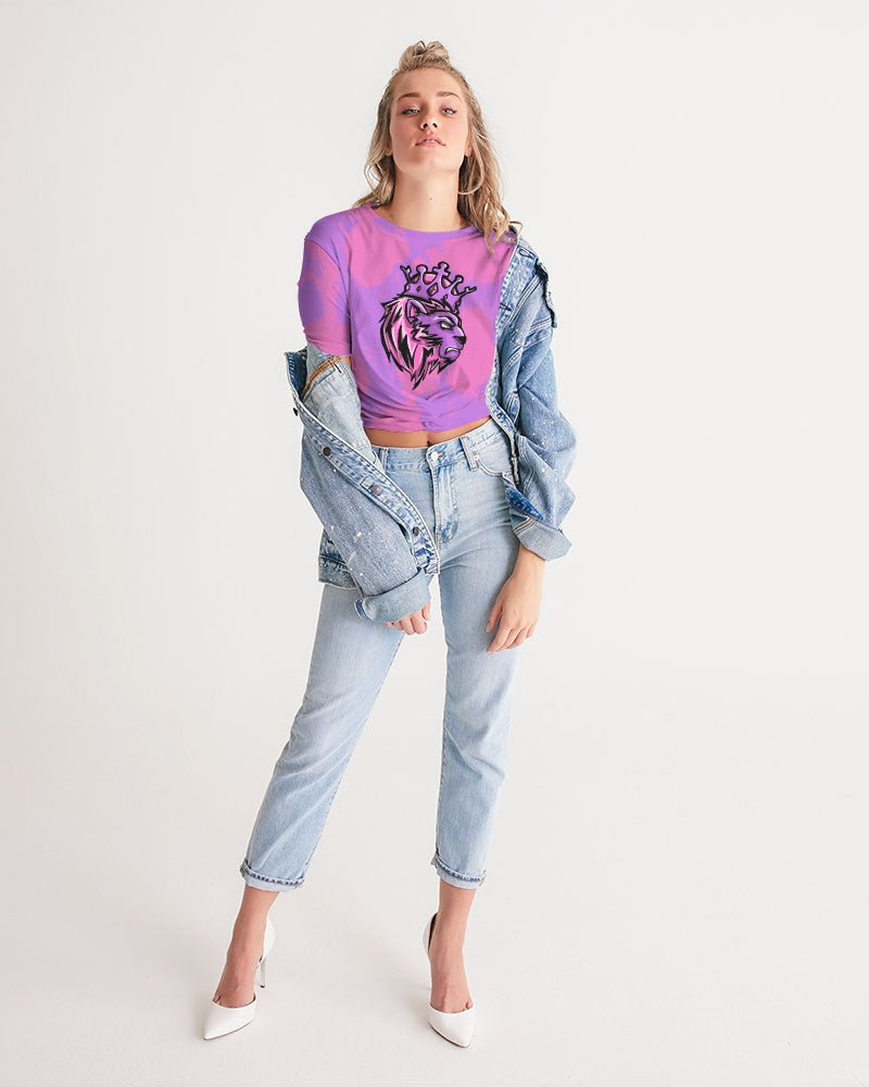 Queens (Purple/Pink) Women's Twist-Front Cropped Tee