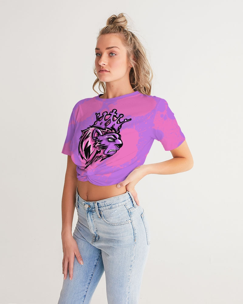 Queens (Purple/Pink) Women's Twist-Front Cropped Tee