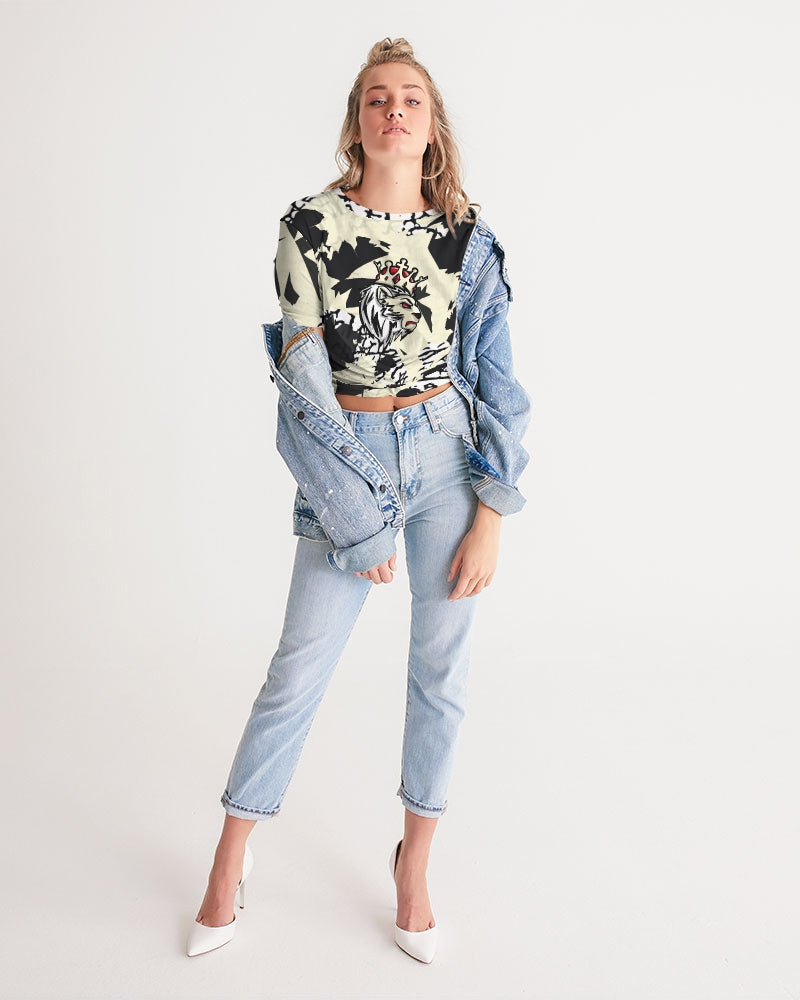 Reimagined 3’s (Elephant print Multi) Women's Twist-Front Cropped Tee