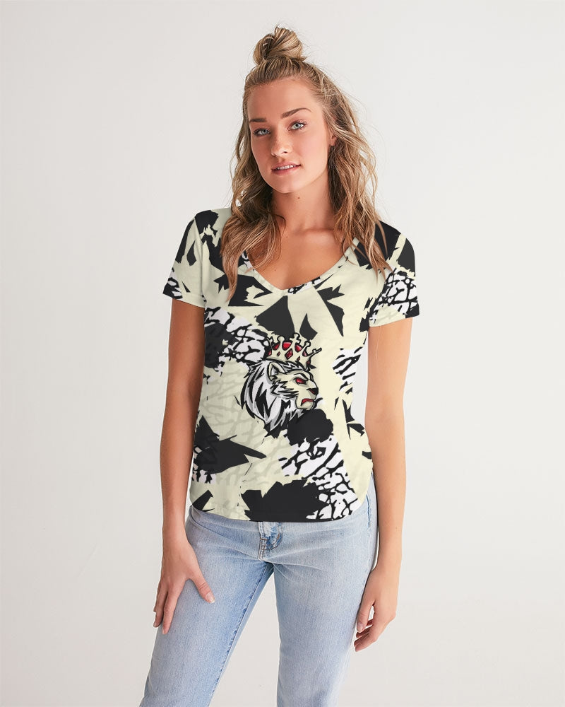 Reimaged 3’s (Elephant print Multi) Women's V-Neck Tee