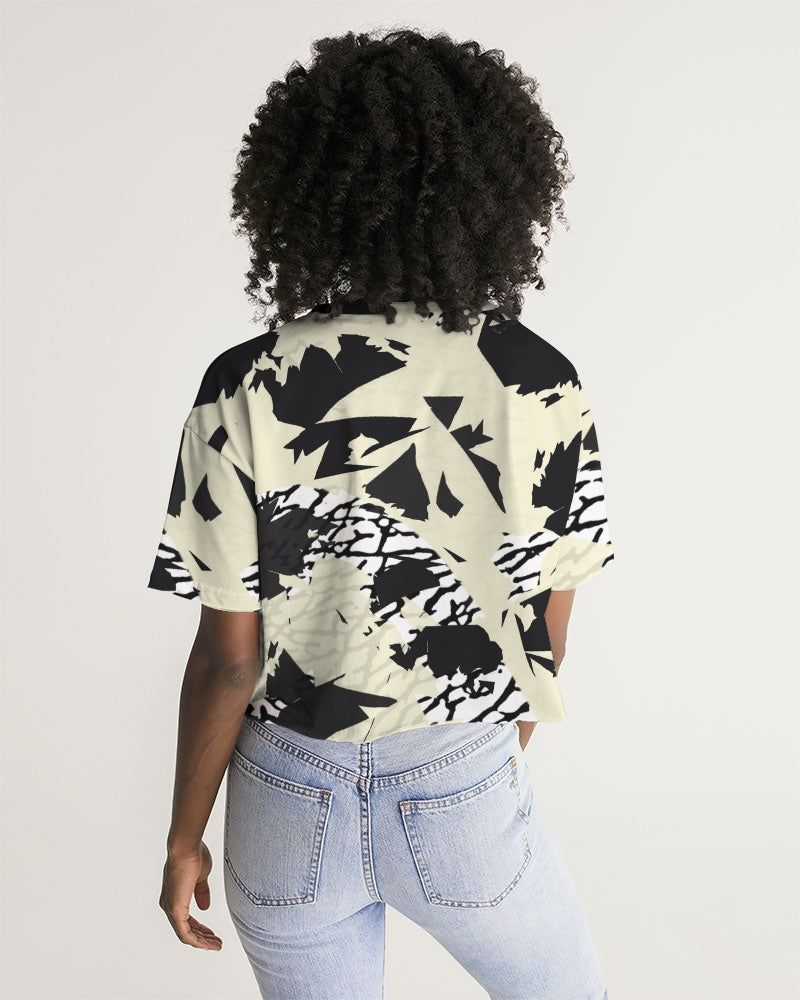 Reimaged 3’s (Elephant print Multi) Women's Lounge Cropped Tee