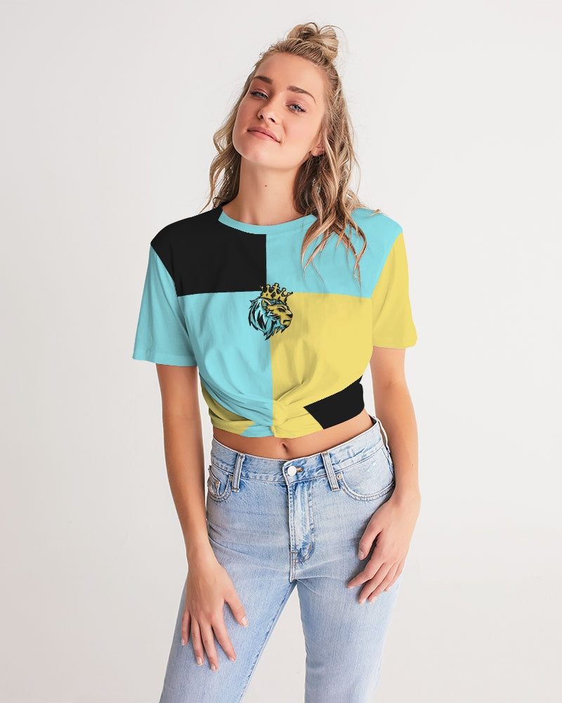 Aqua 5’s (Square) Women's Twist-Front Cropped Tee