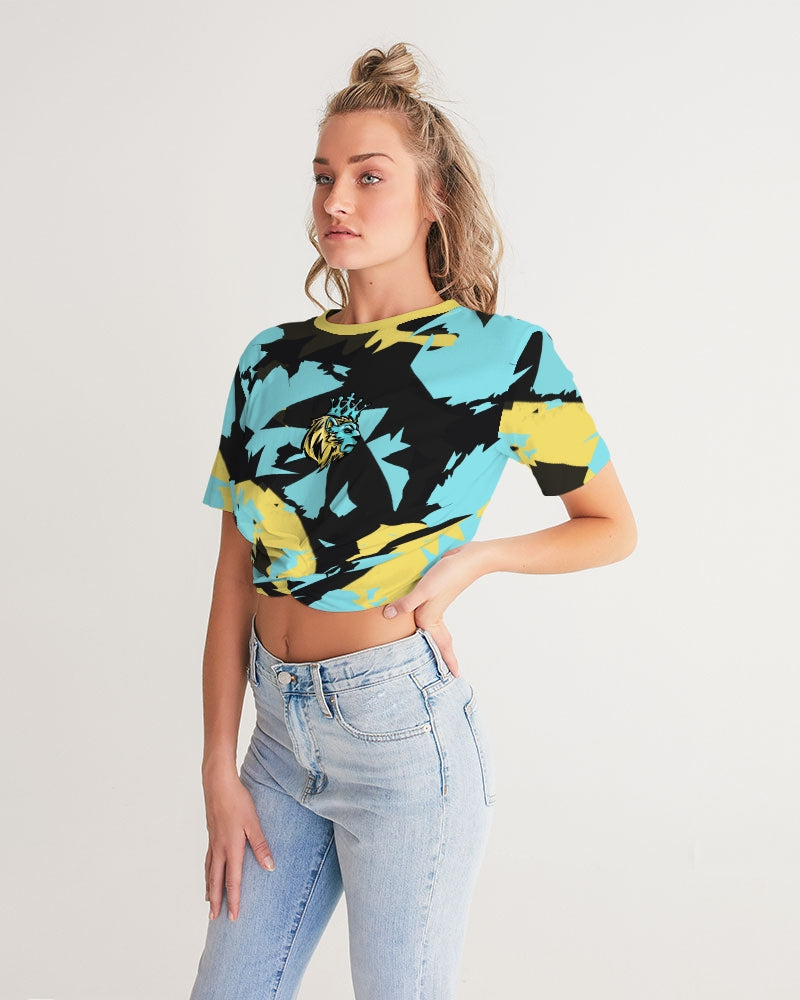 Aqua 5’s (Multi) Women's Twist-Front Cropped Tee