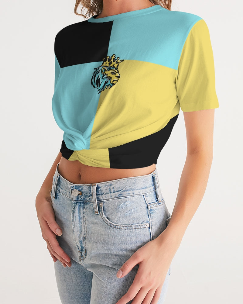 Aqua 5’s (Square) Women's Twist-Front Cropped Tee