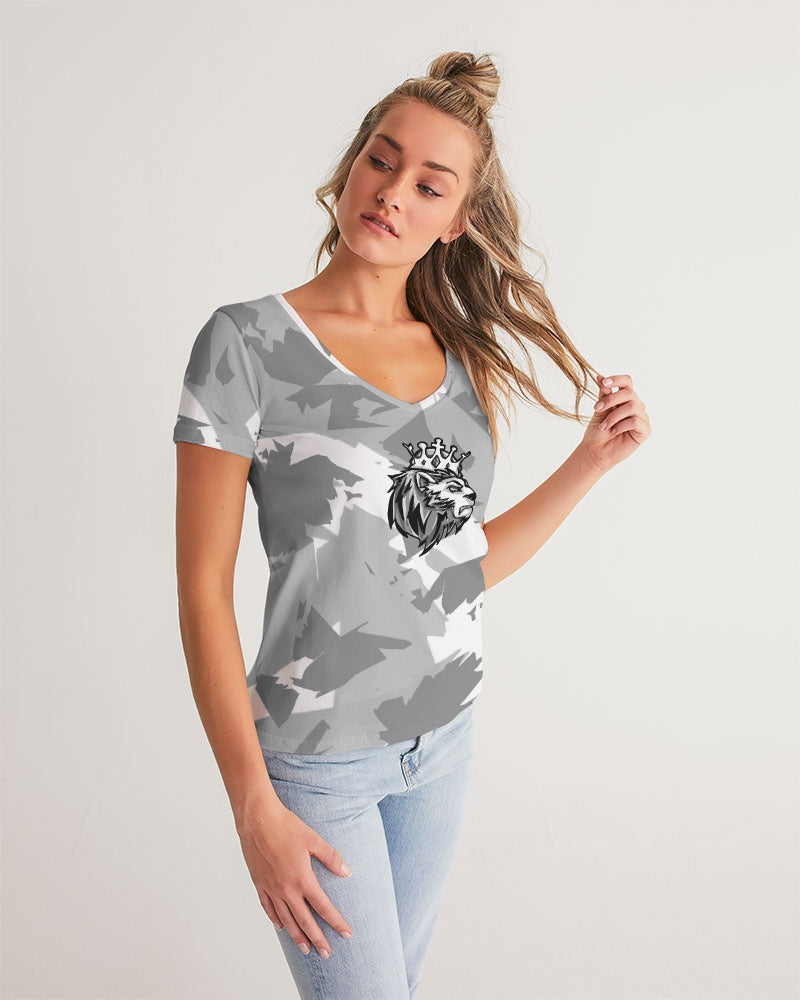 Stealth Grey 1’s and 12’s (White/Multi) Women's V-Neck Tee
