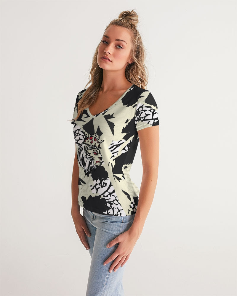 Reimaged 3’s (Elephant print Multi) Women's V-Neck Tee