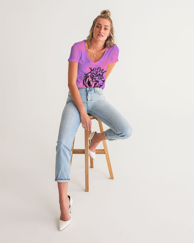 Queens (Purple/Pink) Women's V-Neck Tee