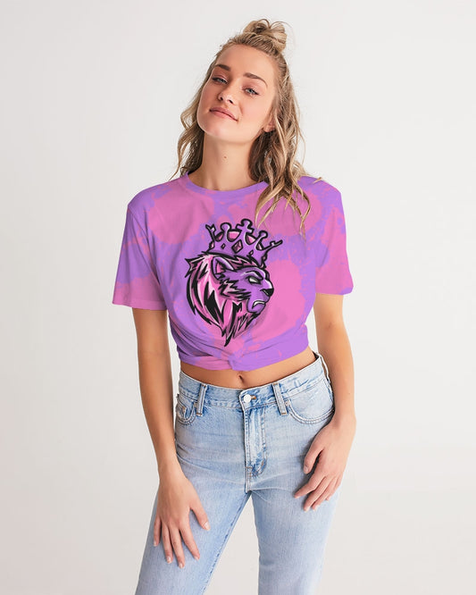 Queens (Purple/Pink) Women's Twist-Front Cropped Tee