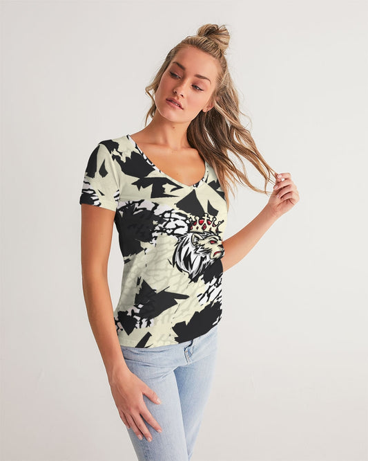 Reimaged 3’s (Elephant print Multi) Women's V-Neck Tee