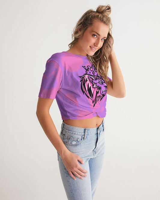 Queens (Purple/Pink) Women's Twist-Front Cropped Tee