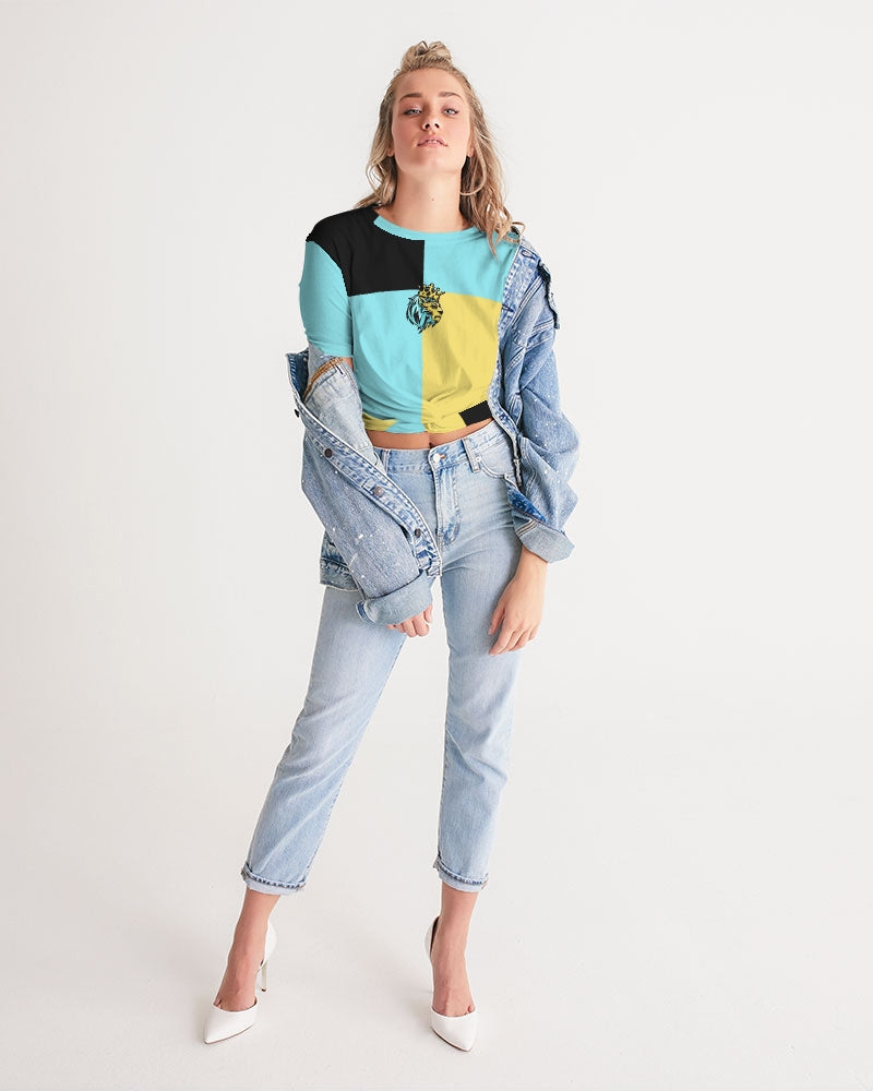 Aqua 5’s (Square) Women's Twist-Front Cropped Tee