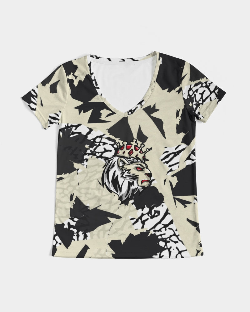 Reimaged 3’s (Elephant print Multi) Women's V-Neck Tee