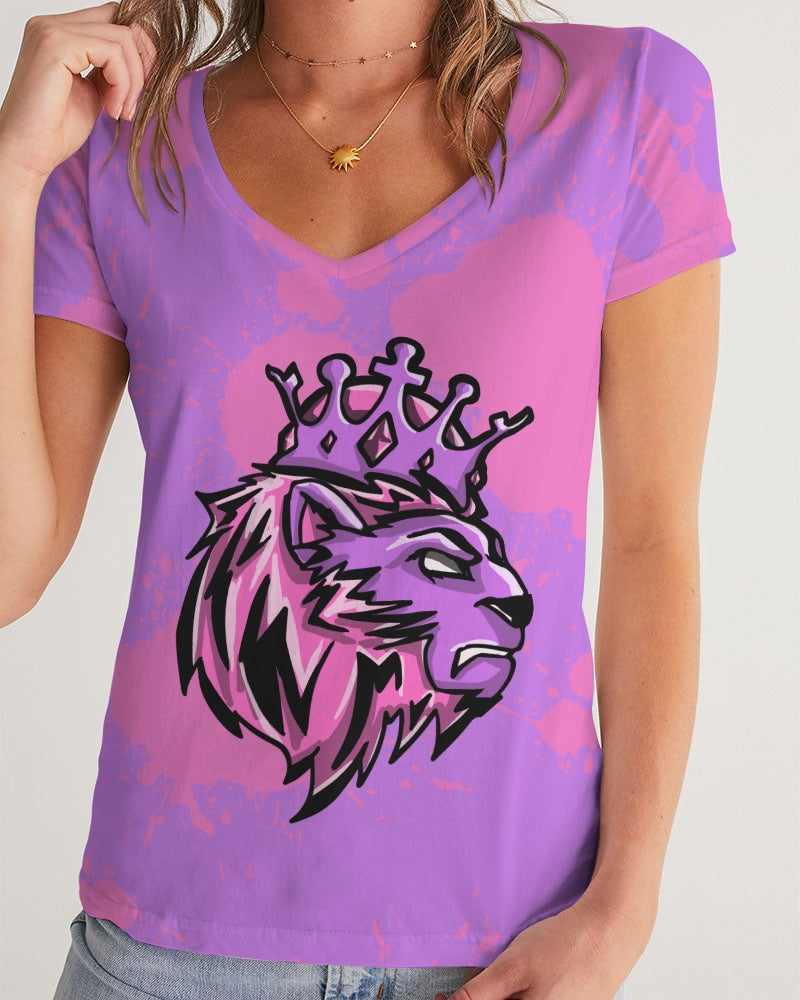 Queens (Purple/Pink) Women's V-Neck Tee