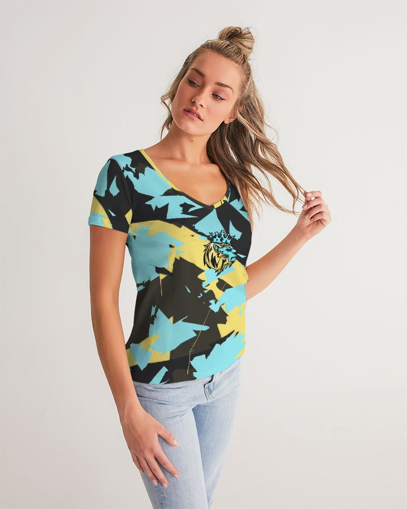 Aqua 5’s (Multi) Women's V-Neck Tee