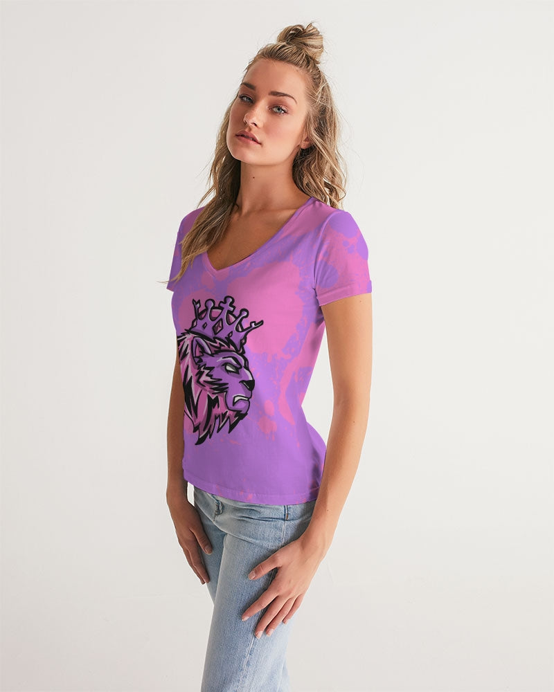 Queens (Purple/Pink) Women's V-Neck Tee