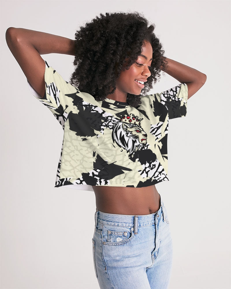 Reimaged 3’s (Elephant print Multi) Women's Lounge Cropped Tee