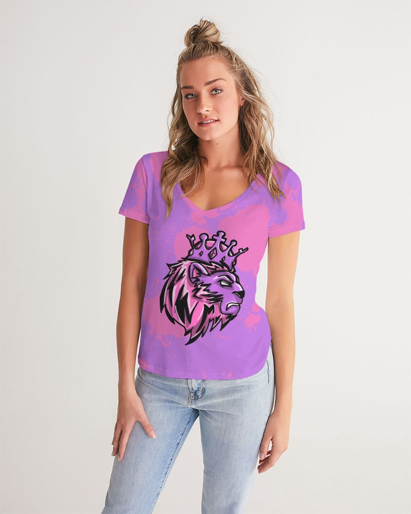 Queens (Purple/Pink) Women's V-Neck Tee