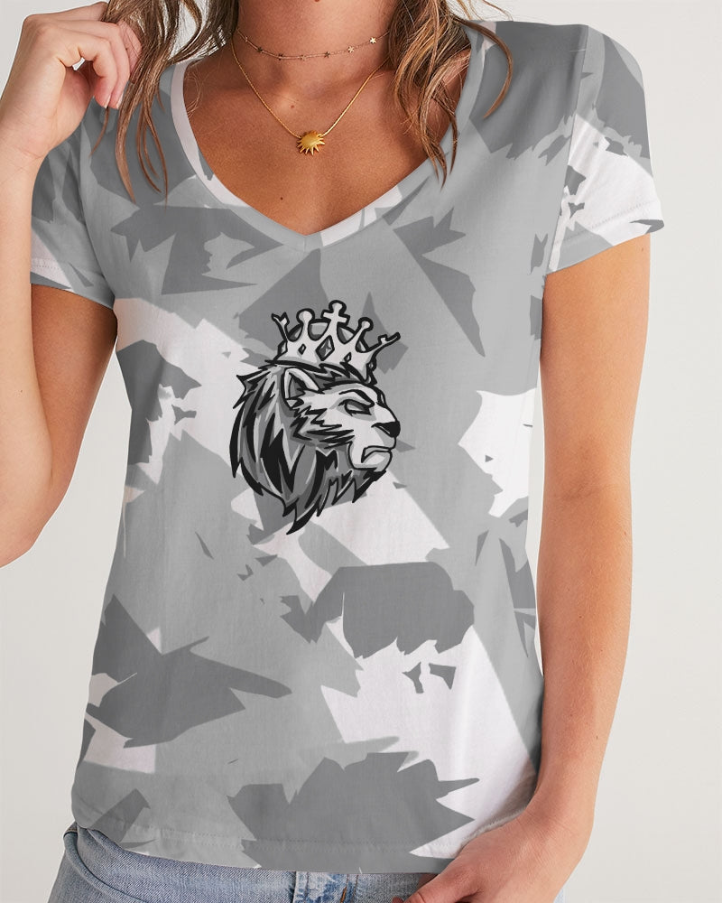 Stealth Grey 1’s and 12’s (White/Multi) Women's V-Neck Tee