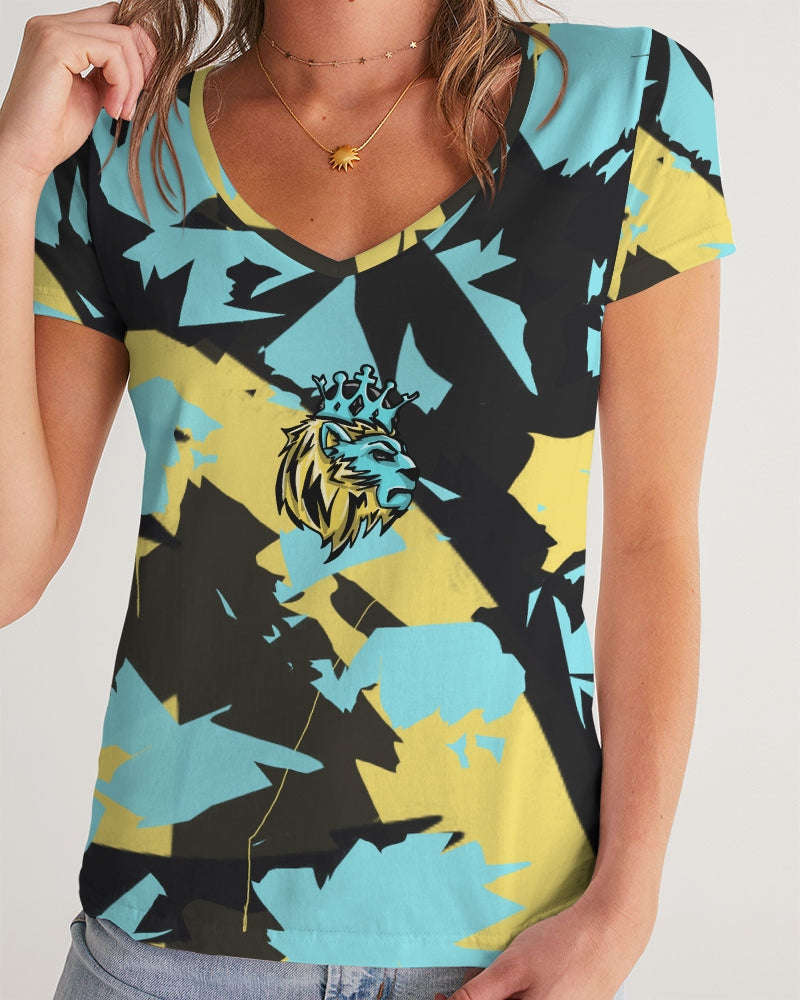 Aqua 5’s (Multi) Women's V-Neck Tee