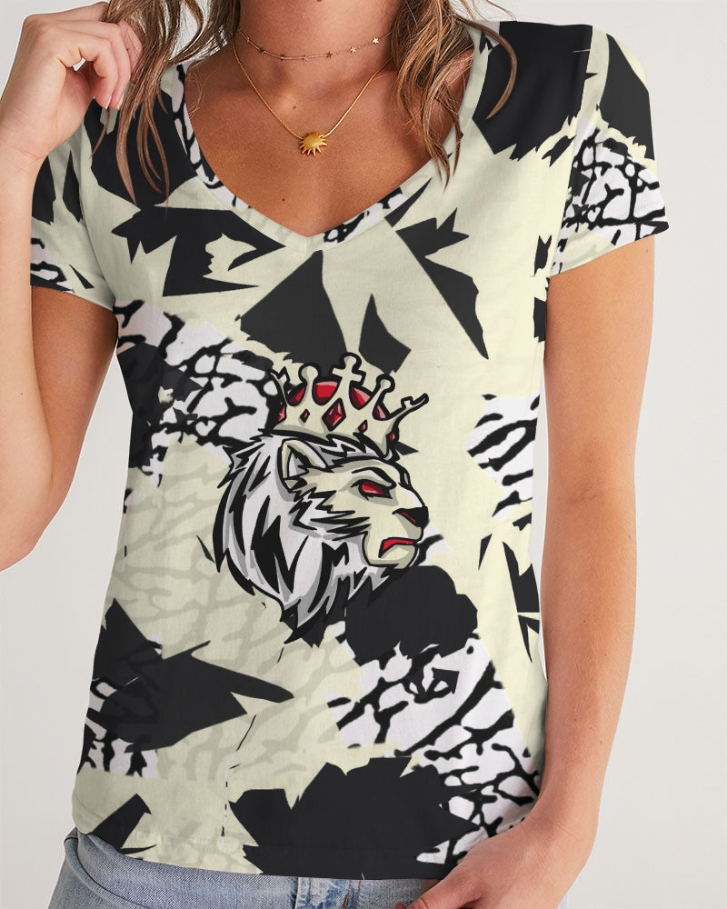 Reimaged 3’s (Elephant print Multi) Women's V-Neck Tee