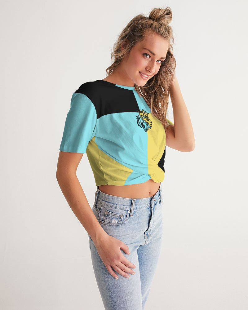 Aqua 5’s (Square) Women's Twist-Front Cropped Tee