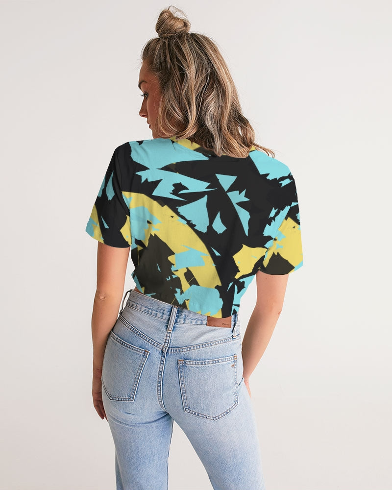 Aqua 5’s (Multi) Women's Twist-Front Cropped Tee